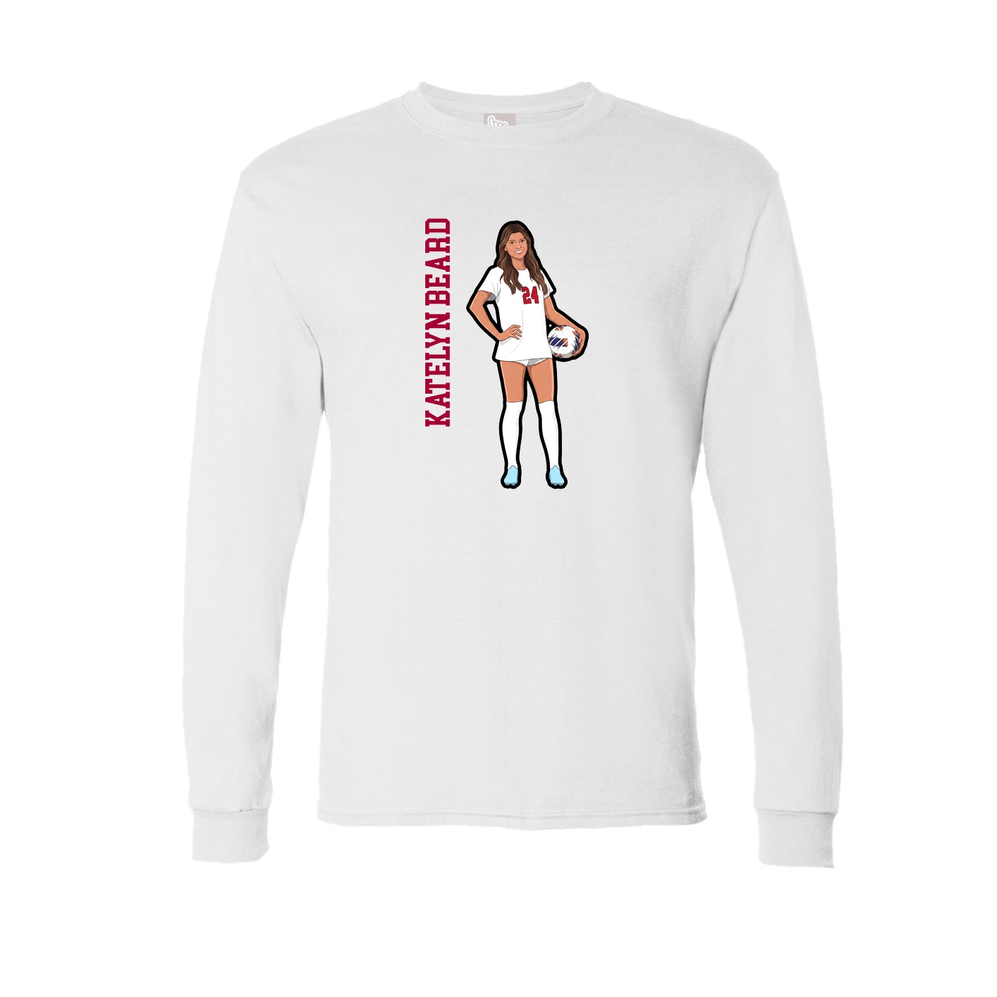 Long Sleeve Tee — Name Vertical in White