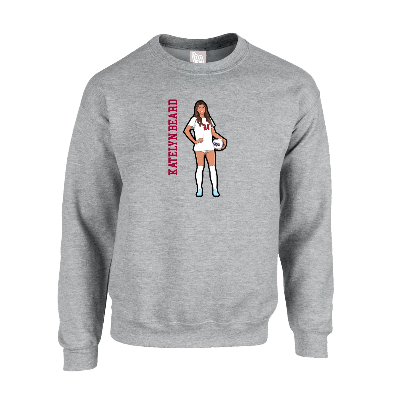 Fleece Crew — Name Vertical in Grey