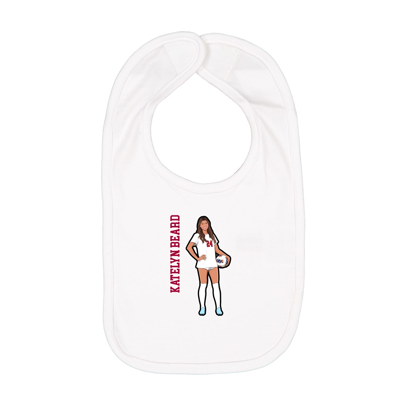 Infant Bib — Name Vertical in White