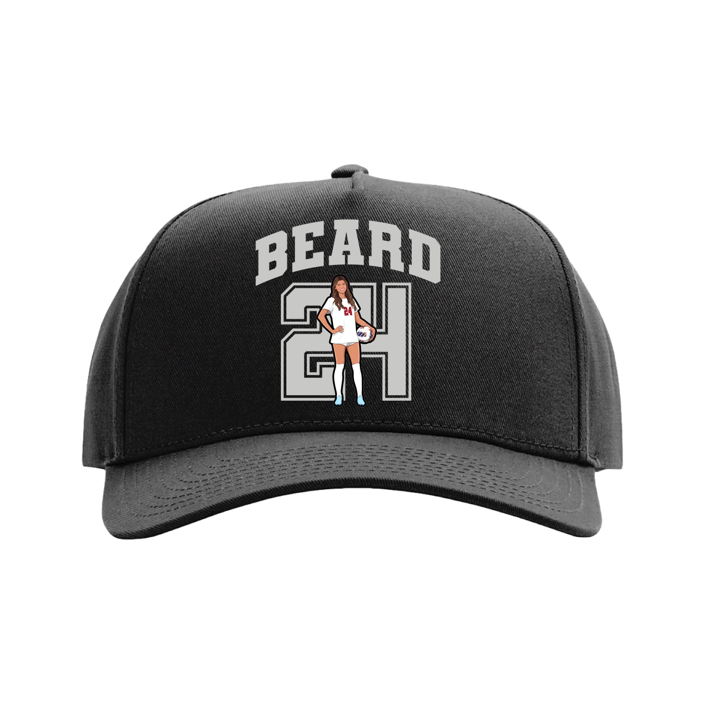 Full Fabric Five-Panel Champ Cap — Number in Black