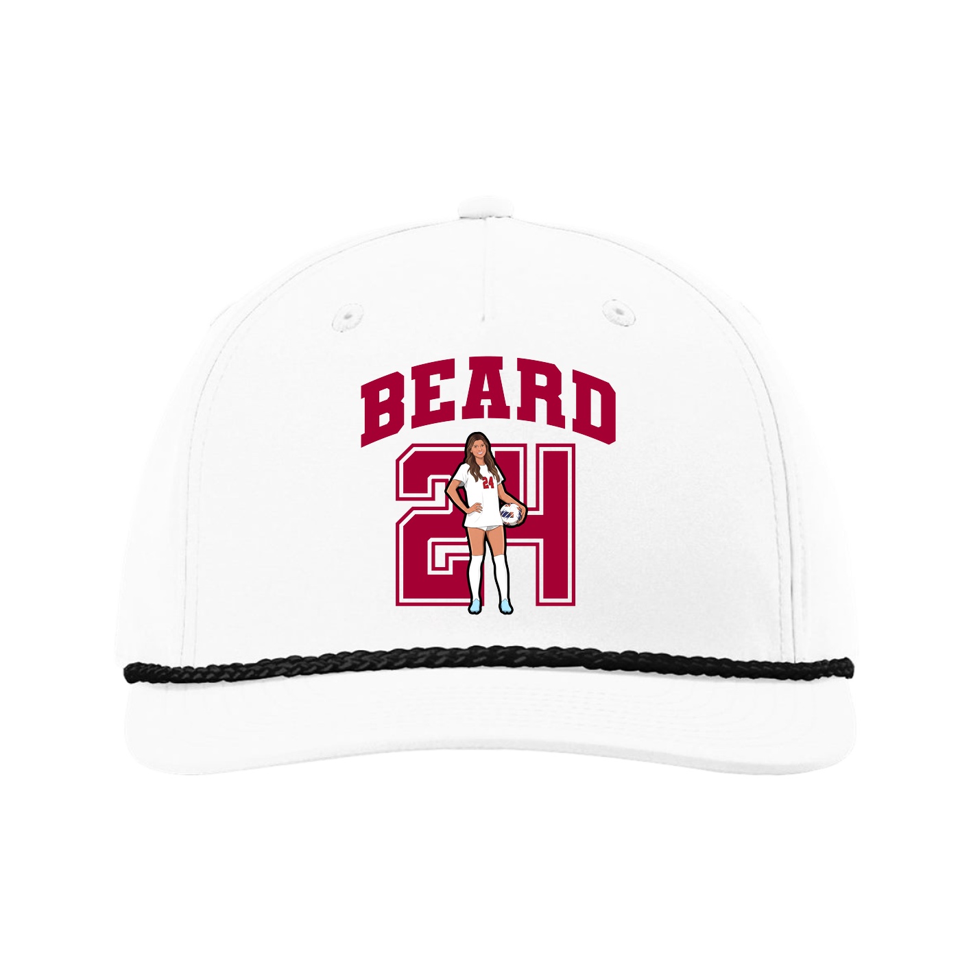 Five-Panel Classic Rope Cap — Number in White