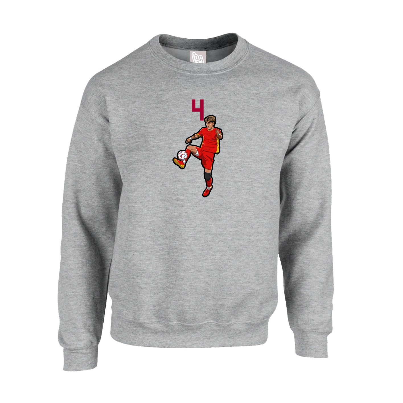 Fleece Crew — Number Top in Grey