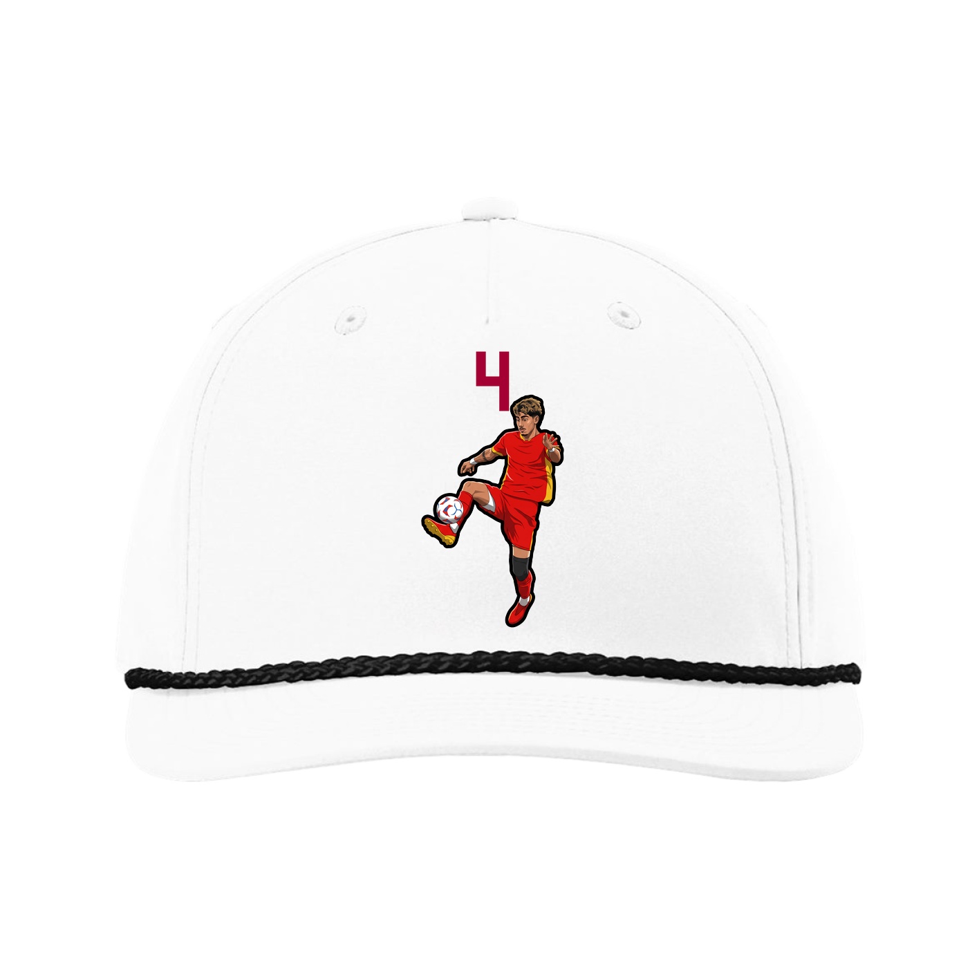 Five-Panel Classic Rope Cap — Number Top in White