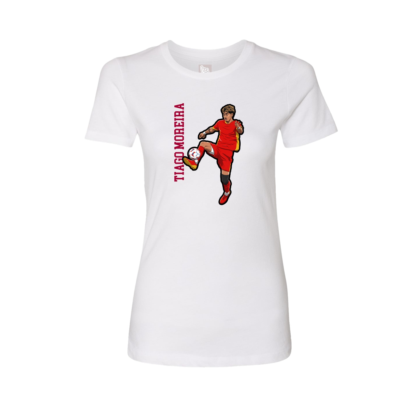 Fitted Women's Tee — Name Vertical in White