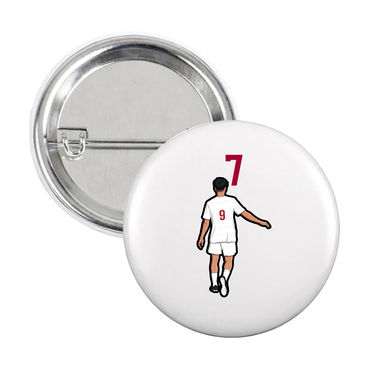 Game Day Button — Number Top in White