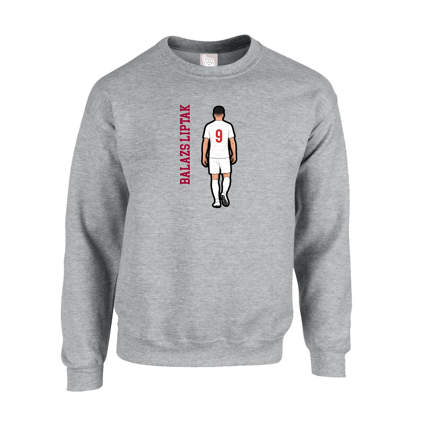Fleece Crew — Name Vertical in Grey