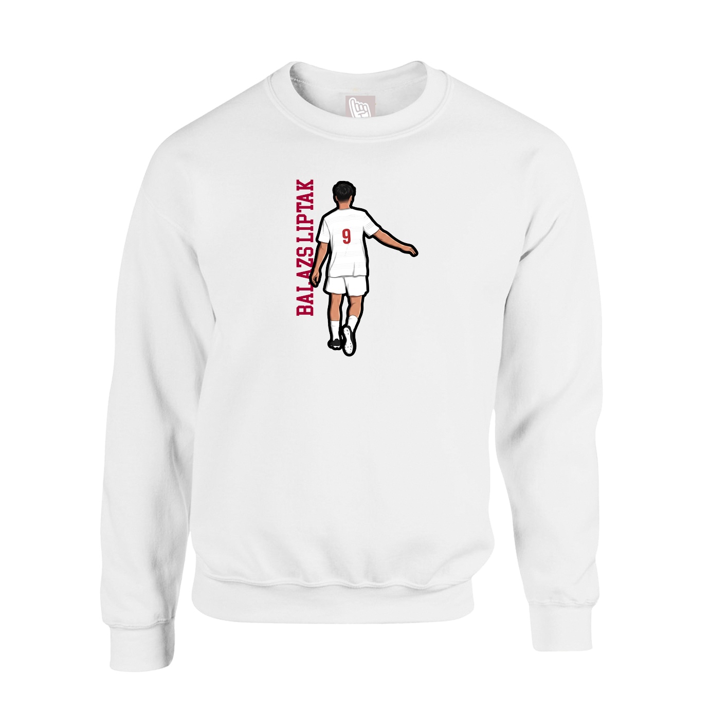 Fleece Crew — Name Vertical in White