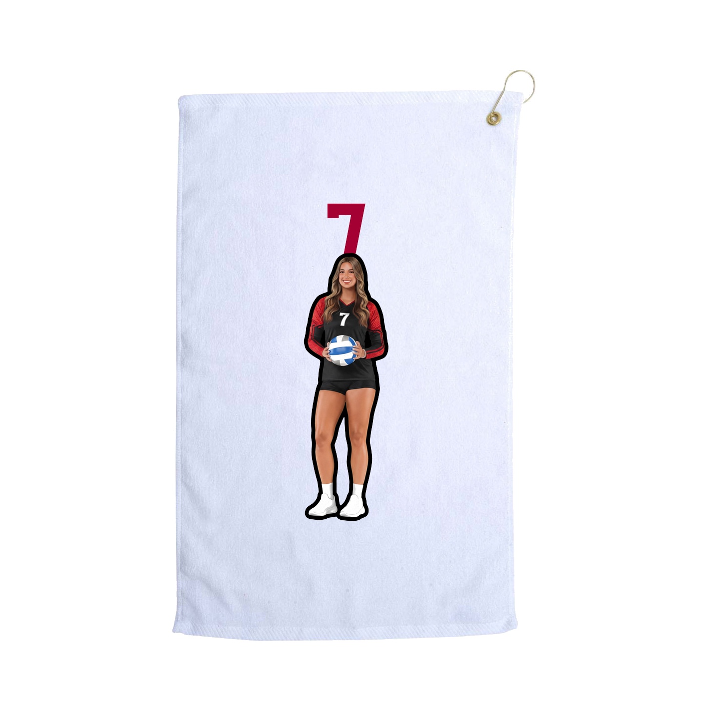 Golf Towel — Number Top in White