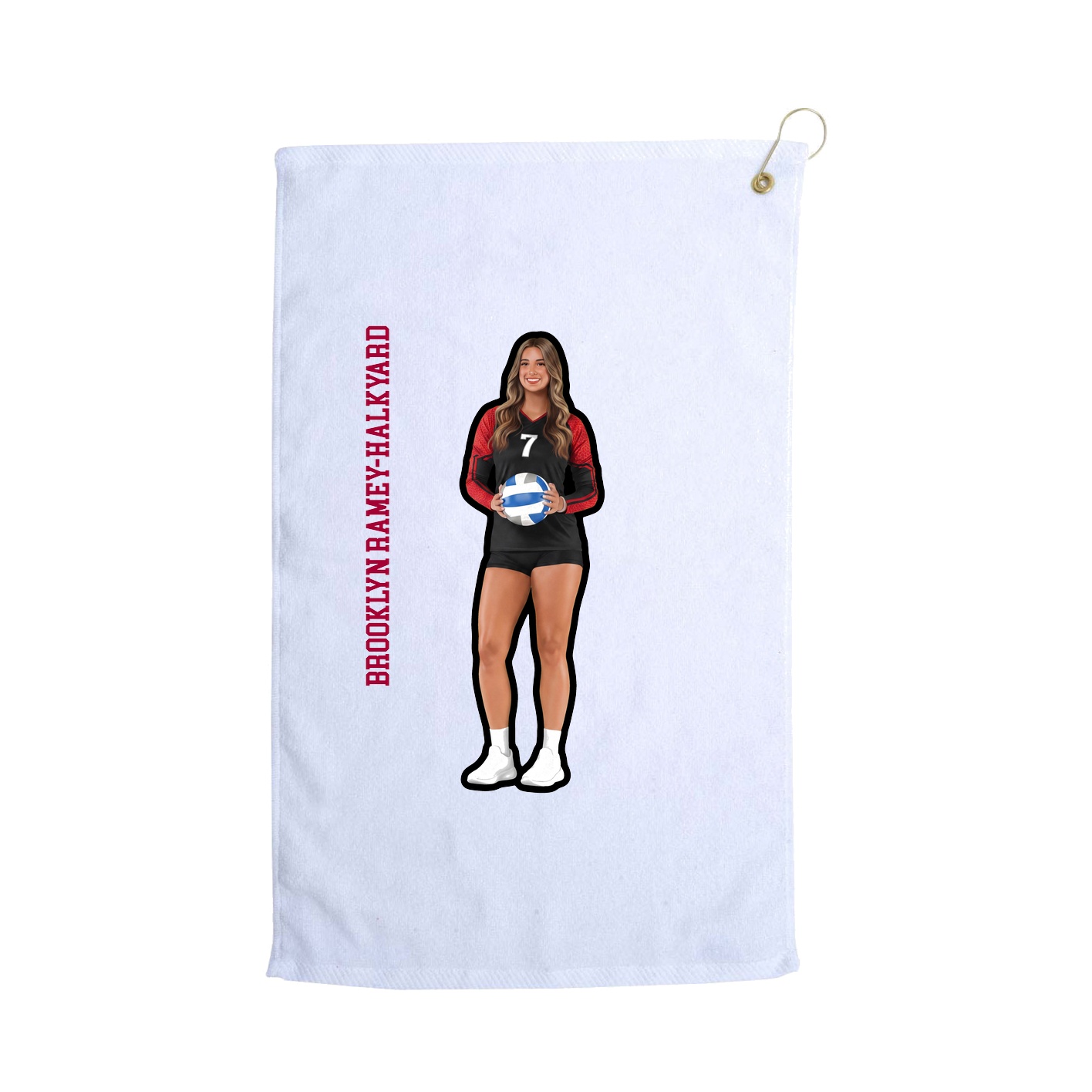 Golf Towel — Name Vertical in White