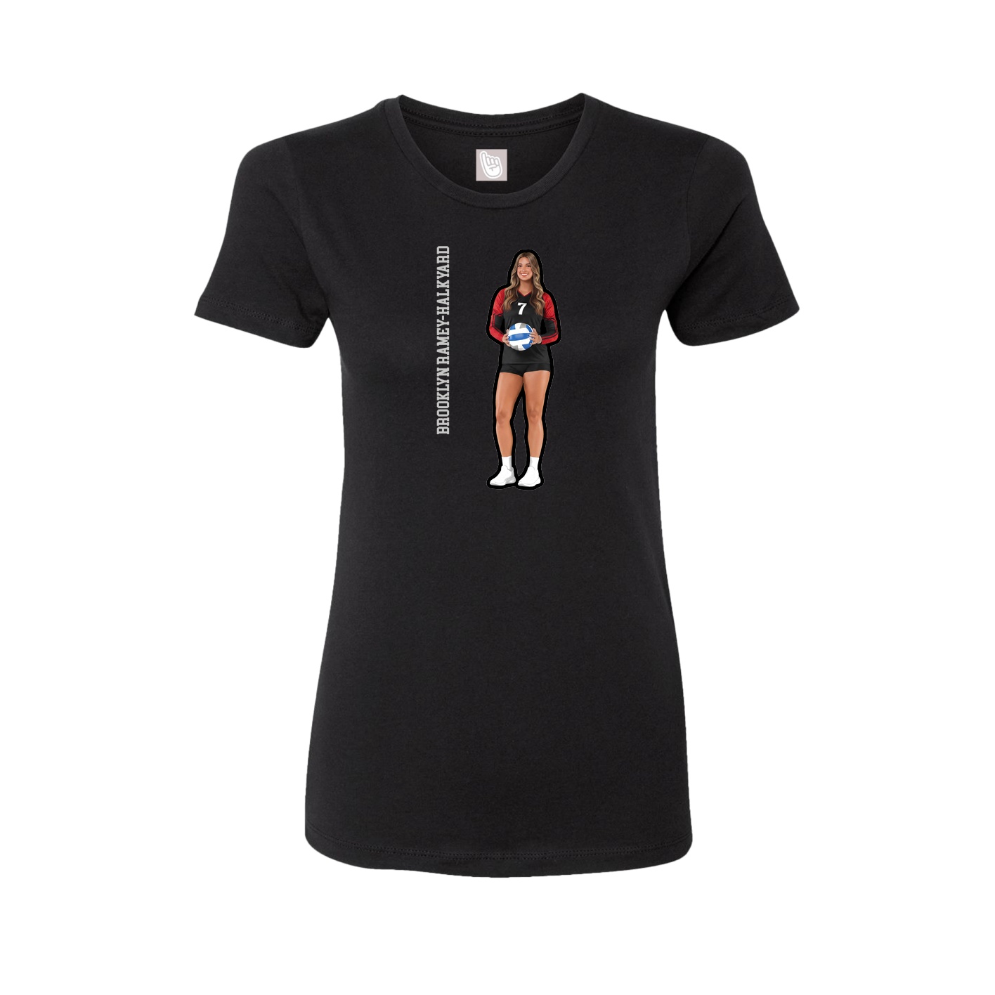 Fitted Women's Tee — Name Vertical in Black