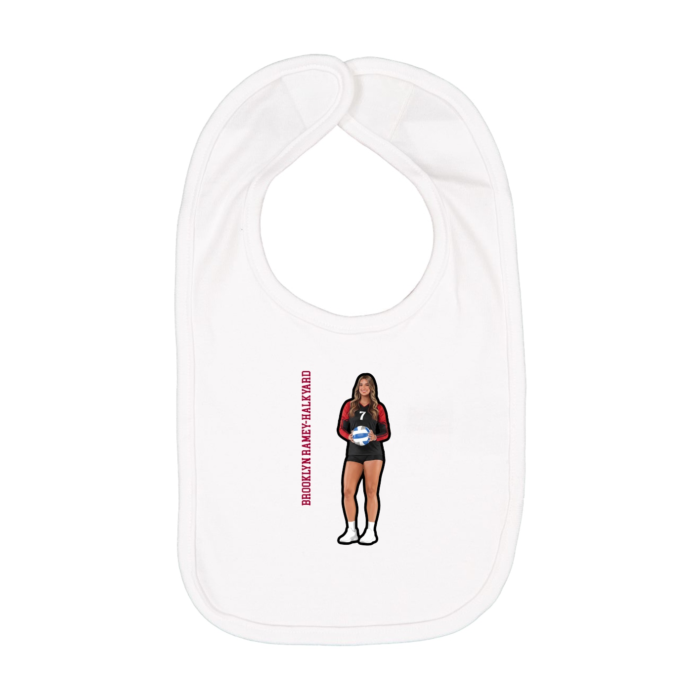 Infant Bib — Name Vertical in White