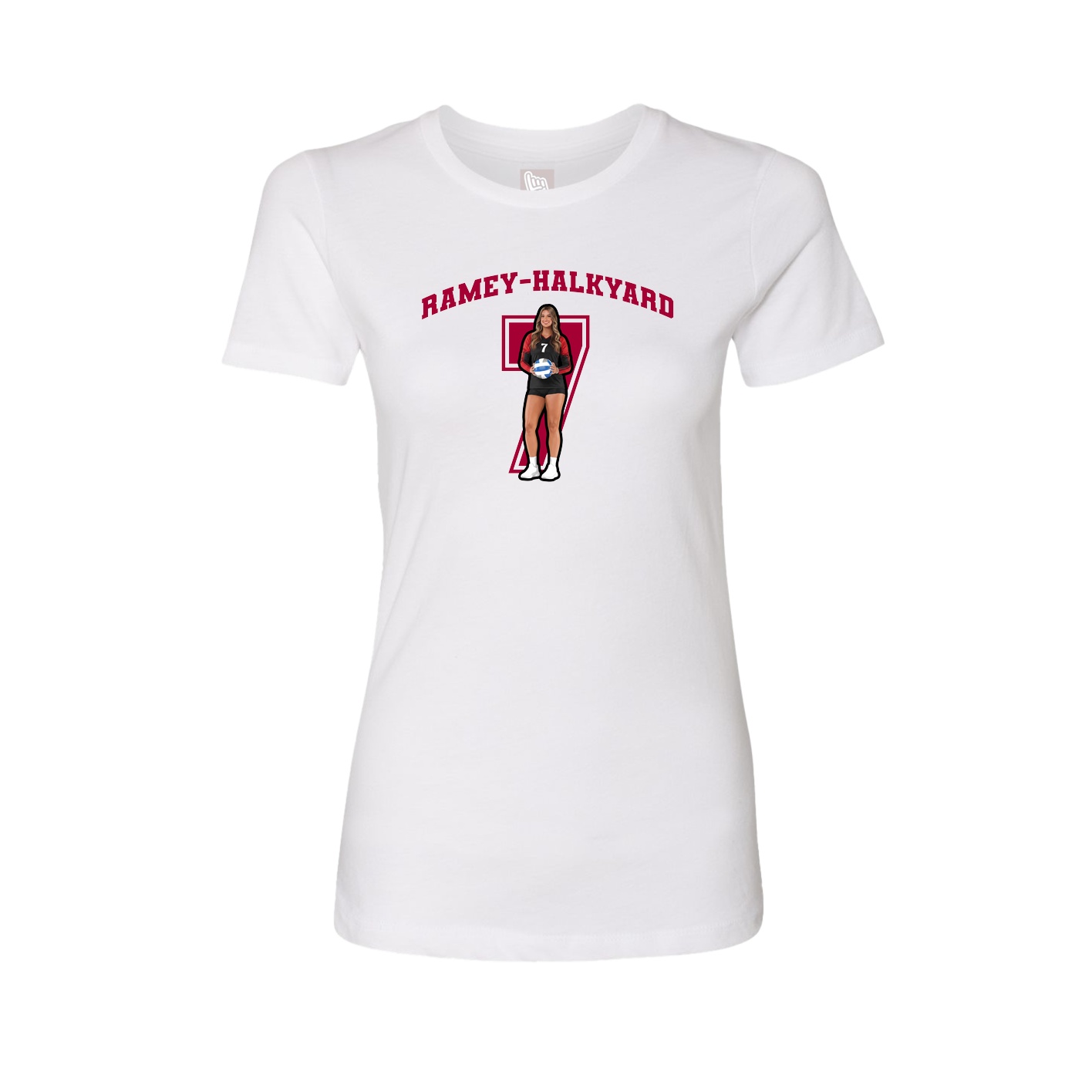 Fitted Women's Tee — Number in White