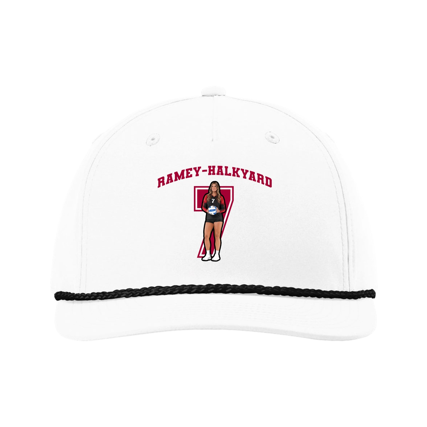 Five-Panel Classic Rope Cap — Number in White