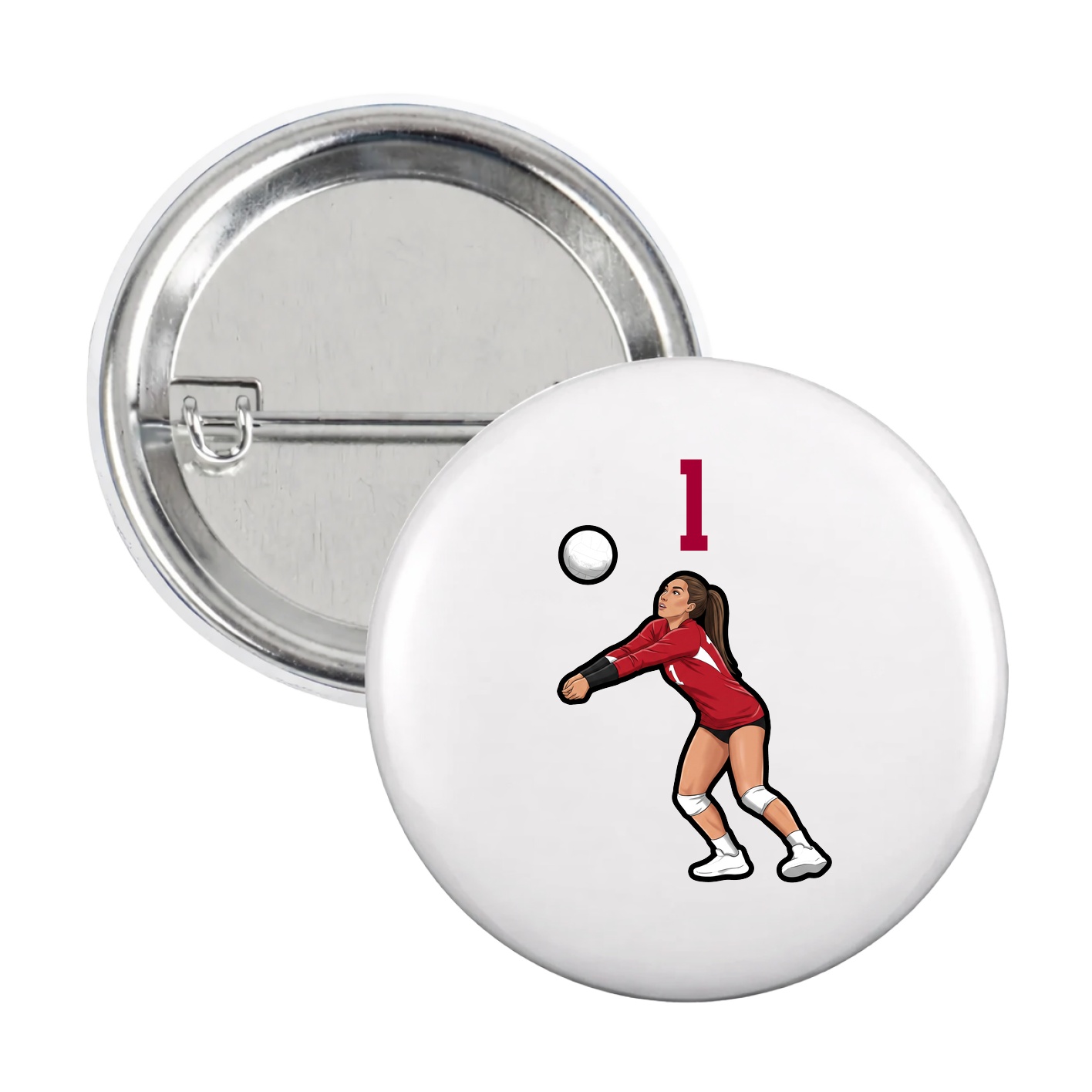Game Day Button — Number Top in White