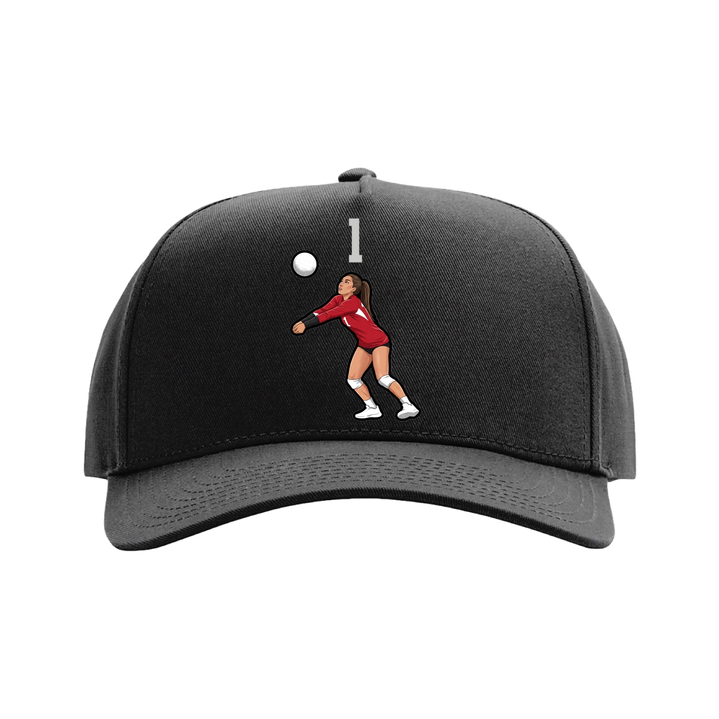 Full Fabric Five-Panel Champ Cap — Number Top in Black
