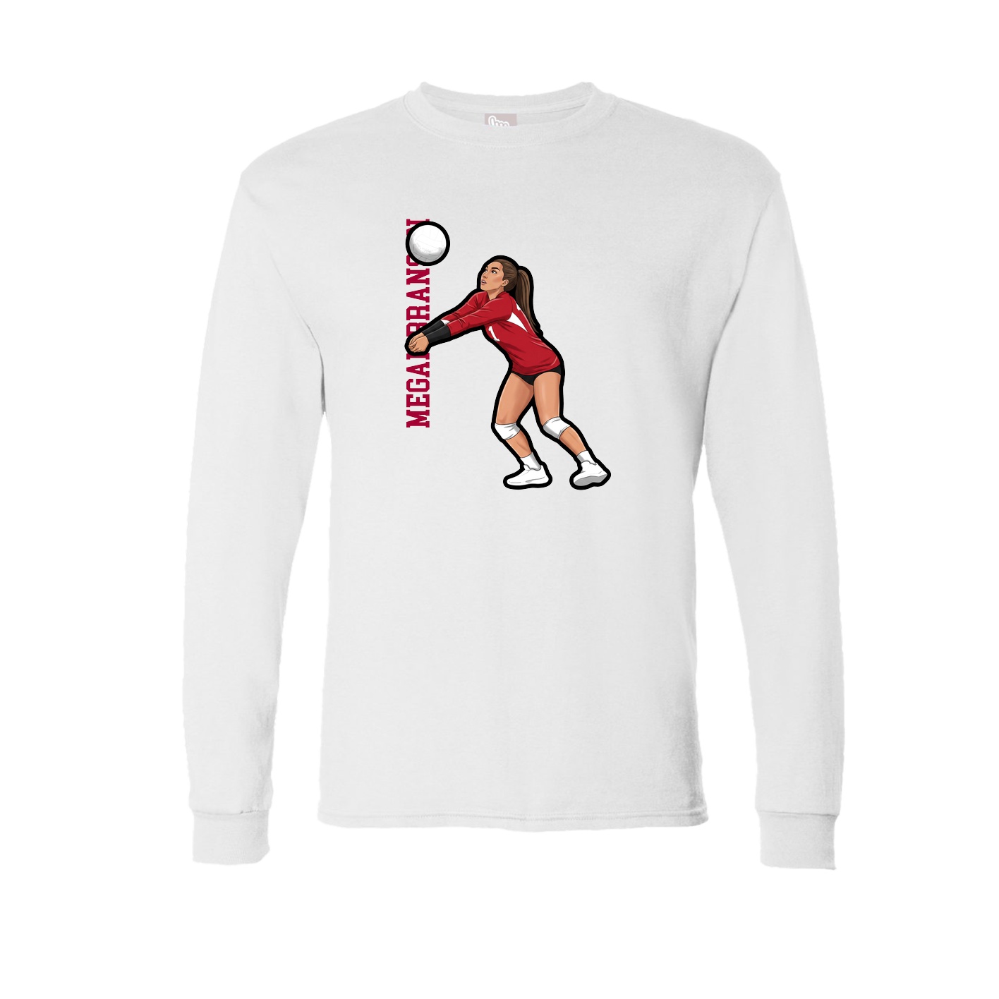 Long Sleeve Tee — Name Vertical in White