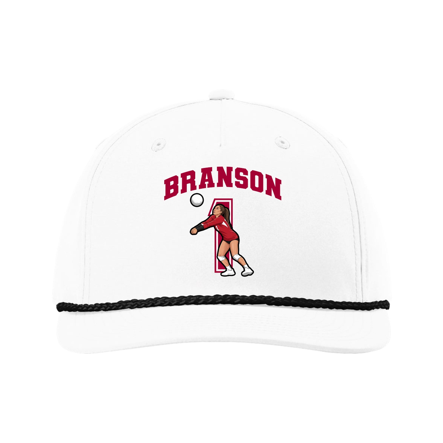 Five-Panel Classic Rope Cap — Number in White