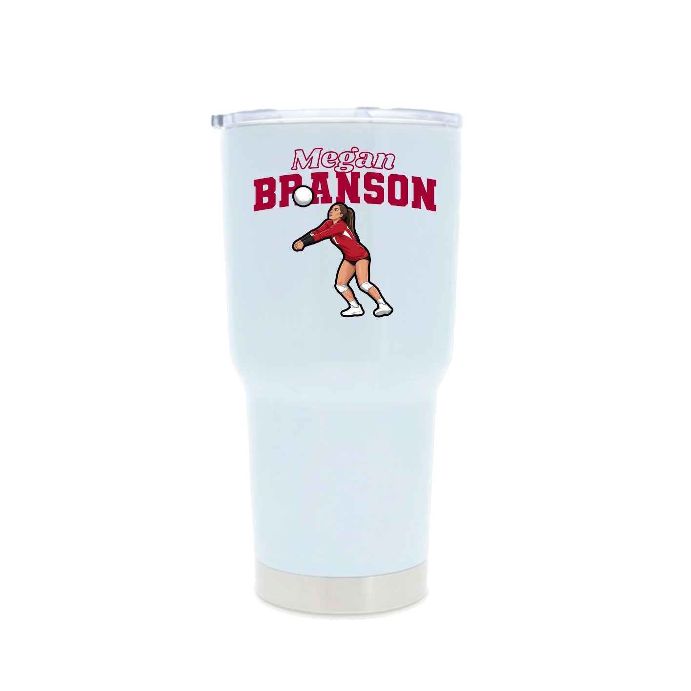30oz Stainless Steel Tumbler — Name Arch in White