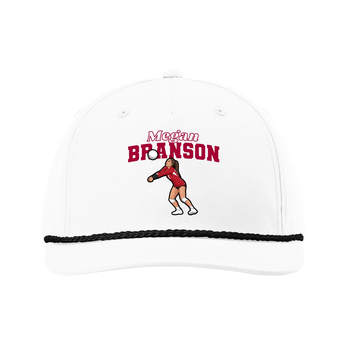 Five-Panel Classic Rope Cap — Name Arch in White