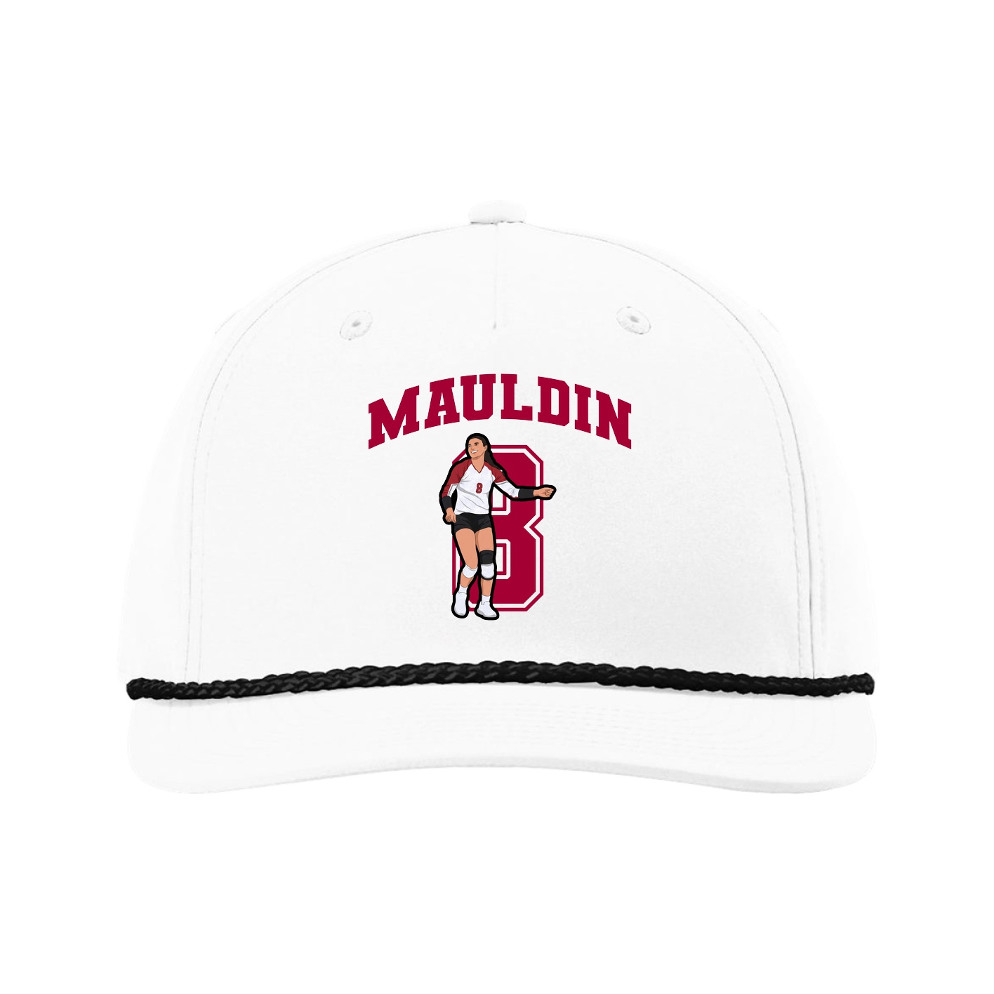 Five-Panel Classic Rope Cap — Number in White