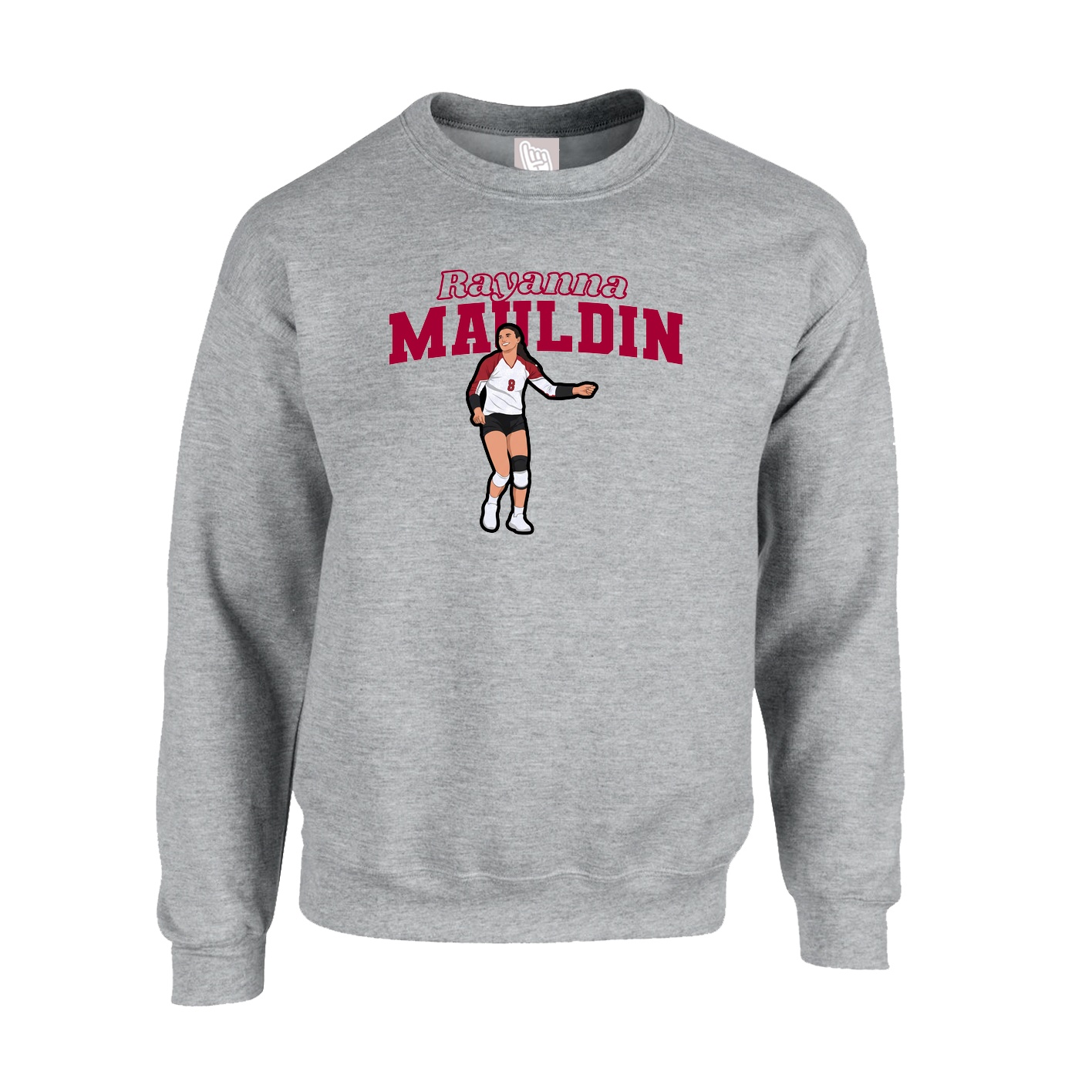 Fleece Crew — Name Arch in Grey