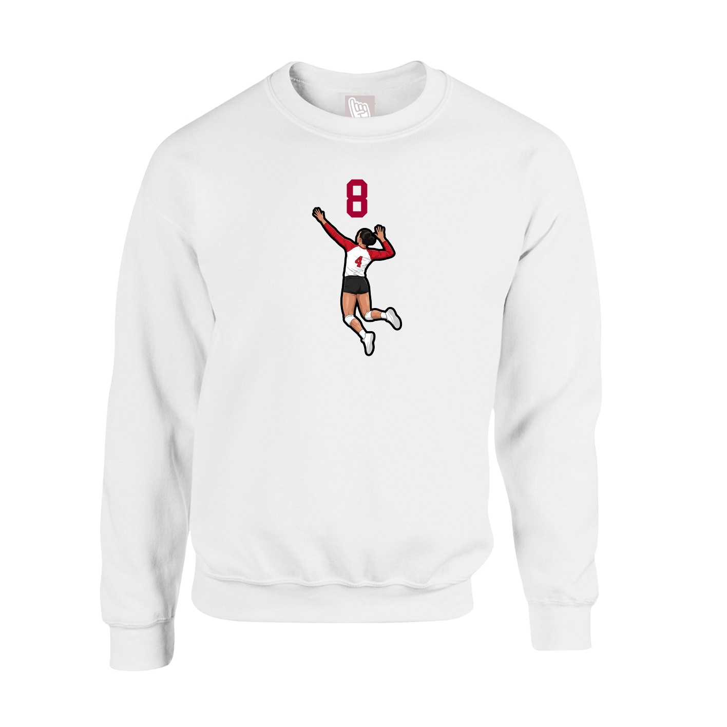 Fleece Crew — Number Top in White