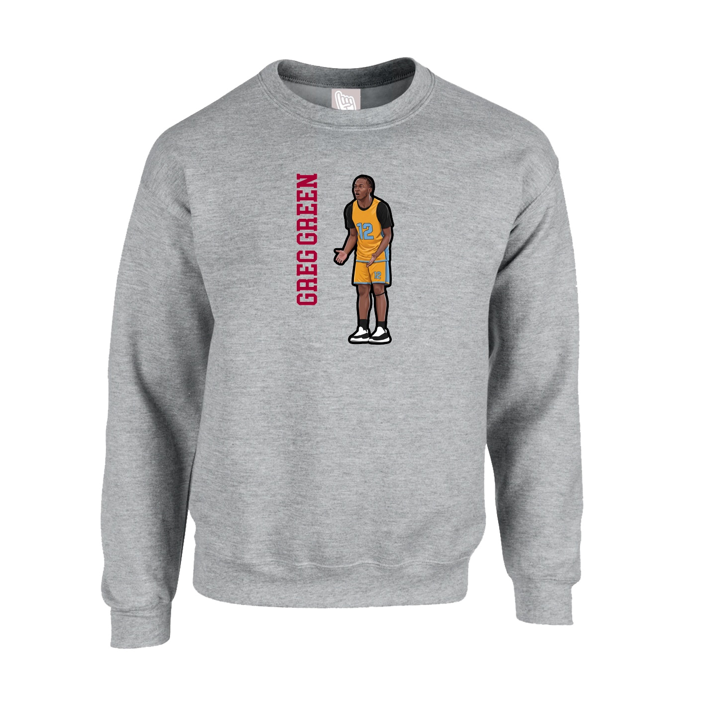 Fleece Crew — Name Vertical in Grey