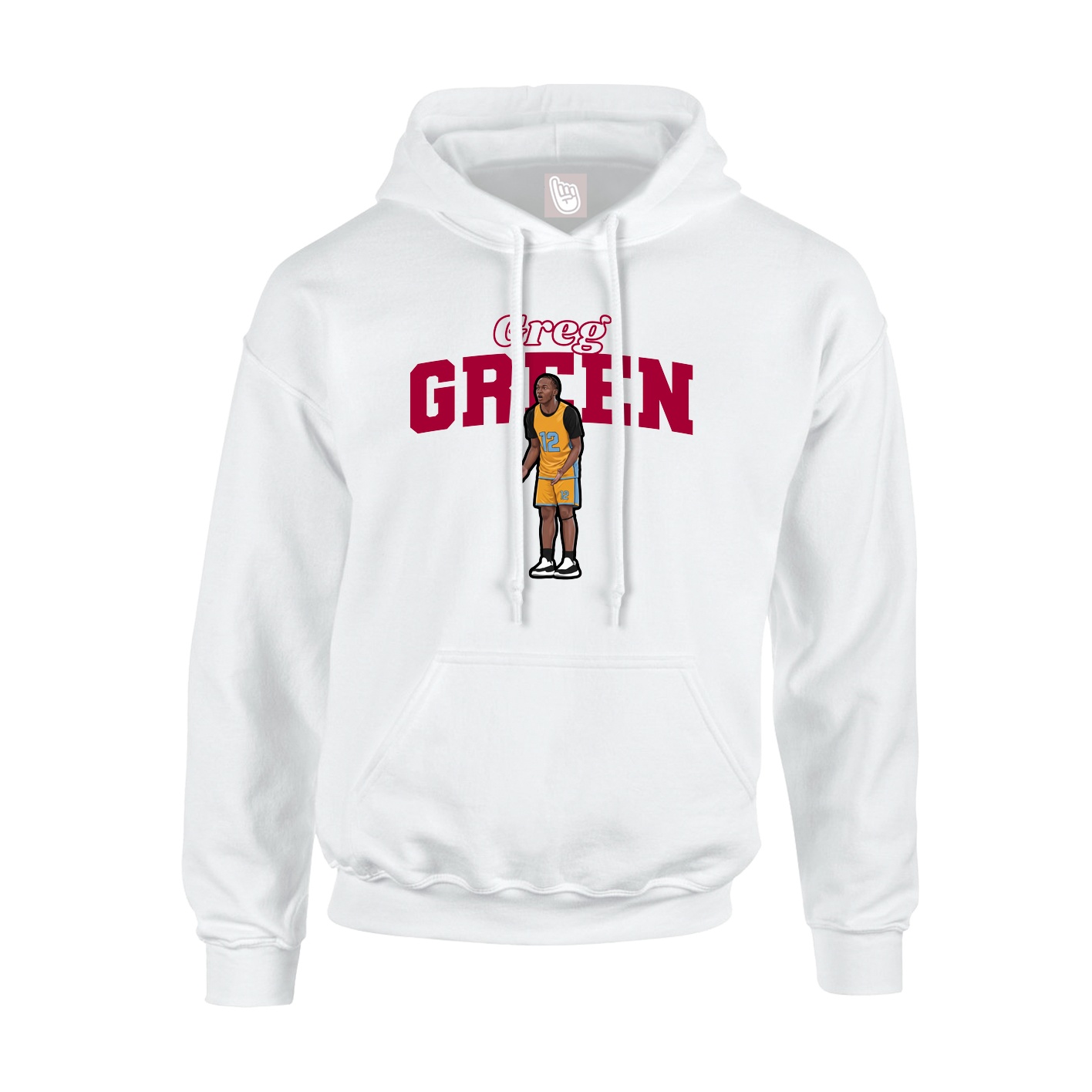 Youth Hoodie — Name Arch in White