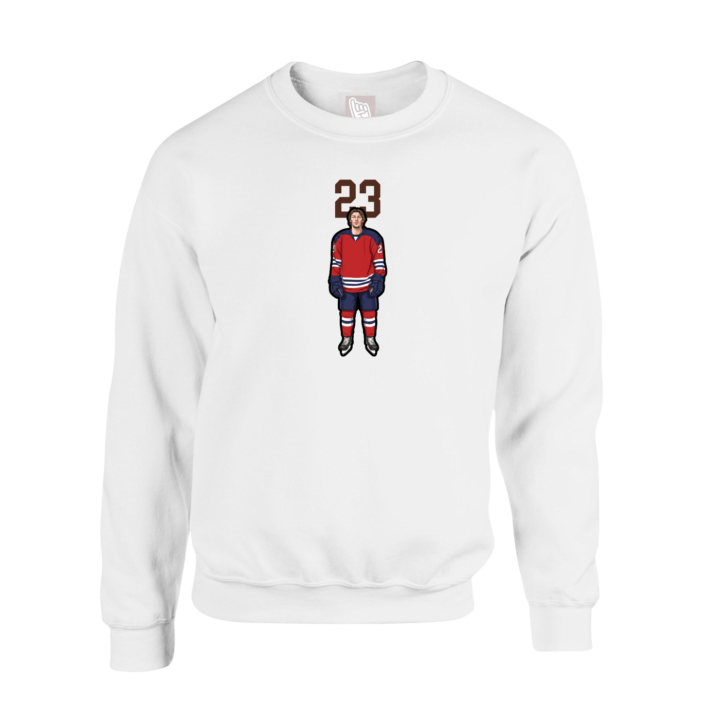Fleece Crew — Number Top in White