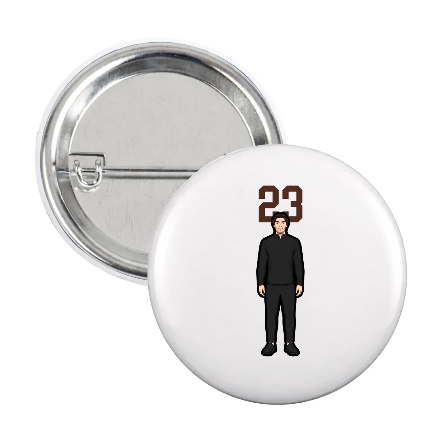 Game Day Button — Number Top in White