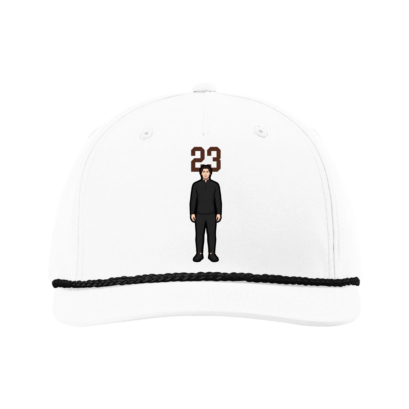 Five-Panel Classic Rope Cap — Number Top in White