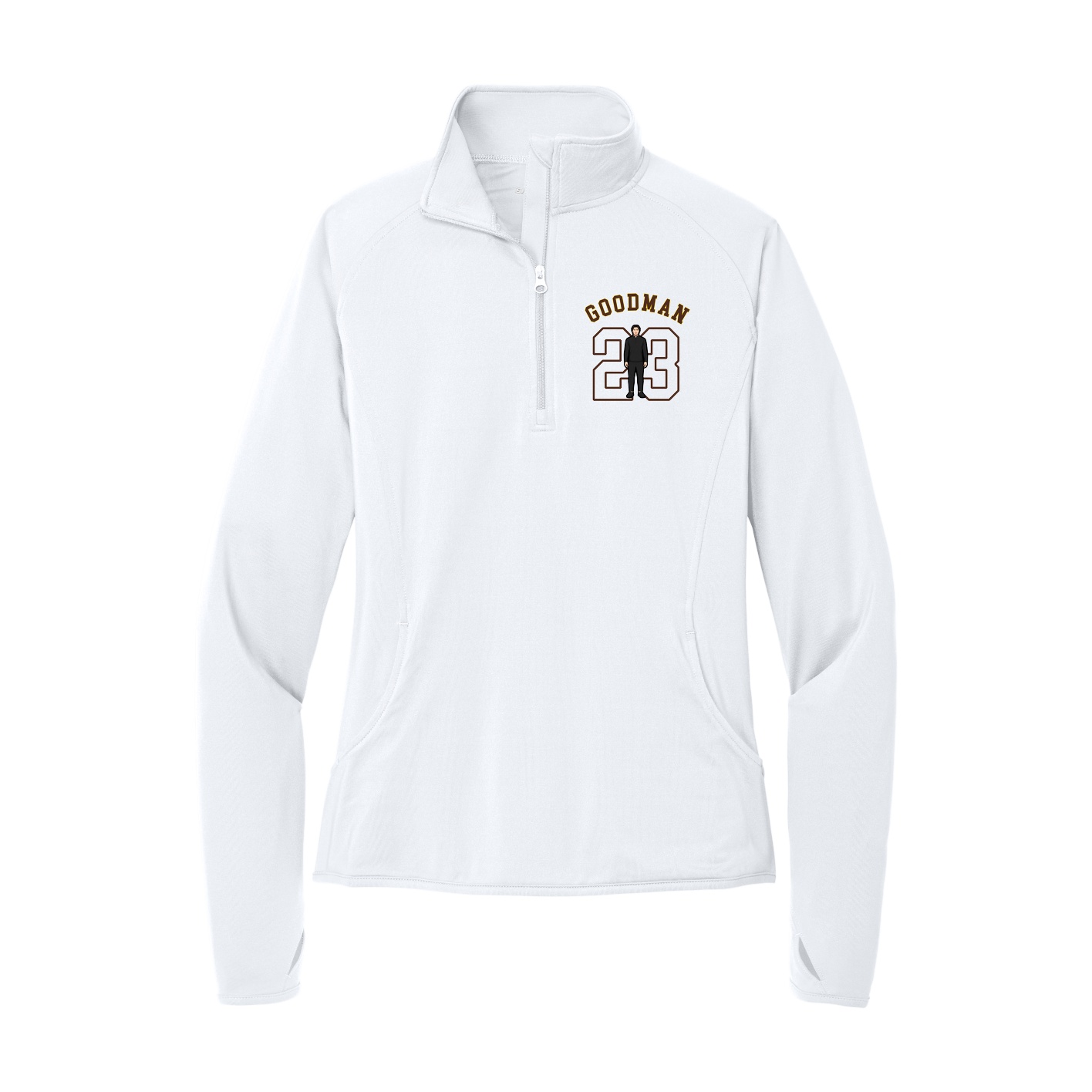 Women's Q-Zip Pullover — Shirsey Arch in White