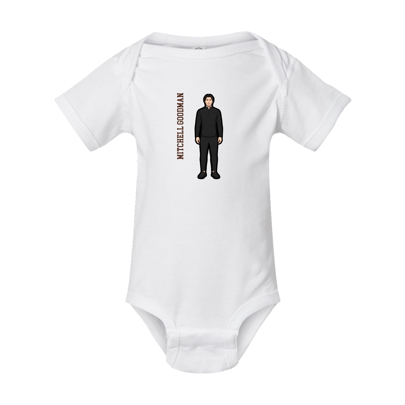 Baby Onesie — Name Vertical in White