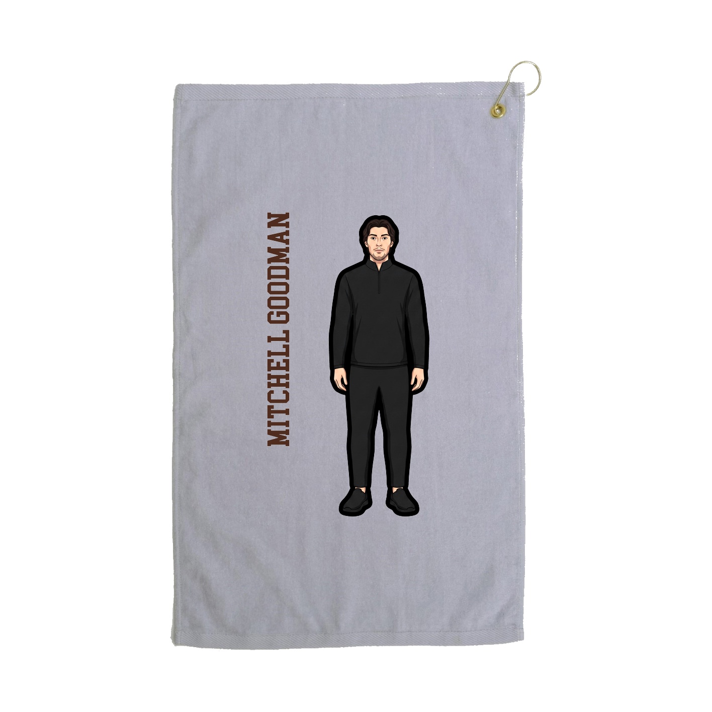Golf Towel — Name Vertical in Grey