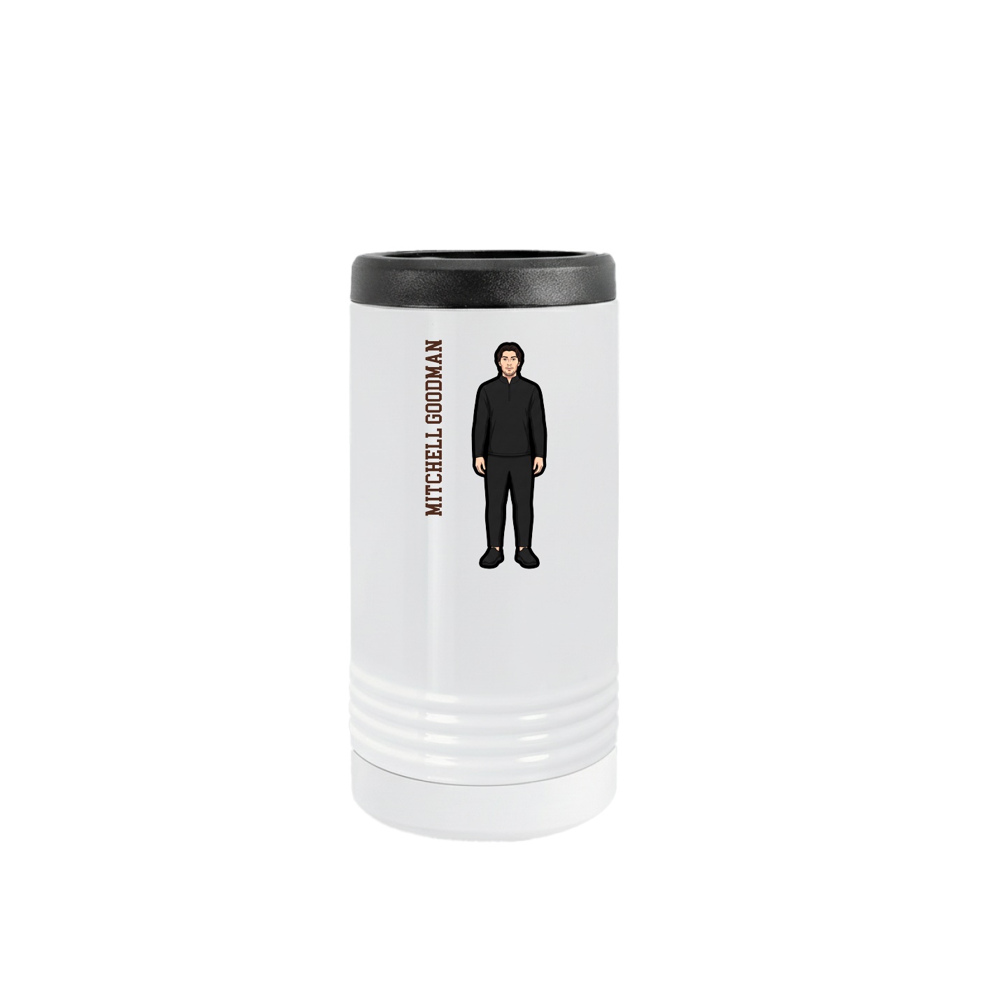 Slim Beverage Holder — Name Vertical in White