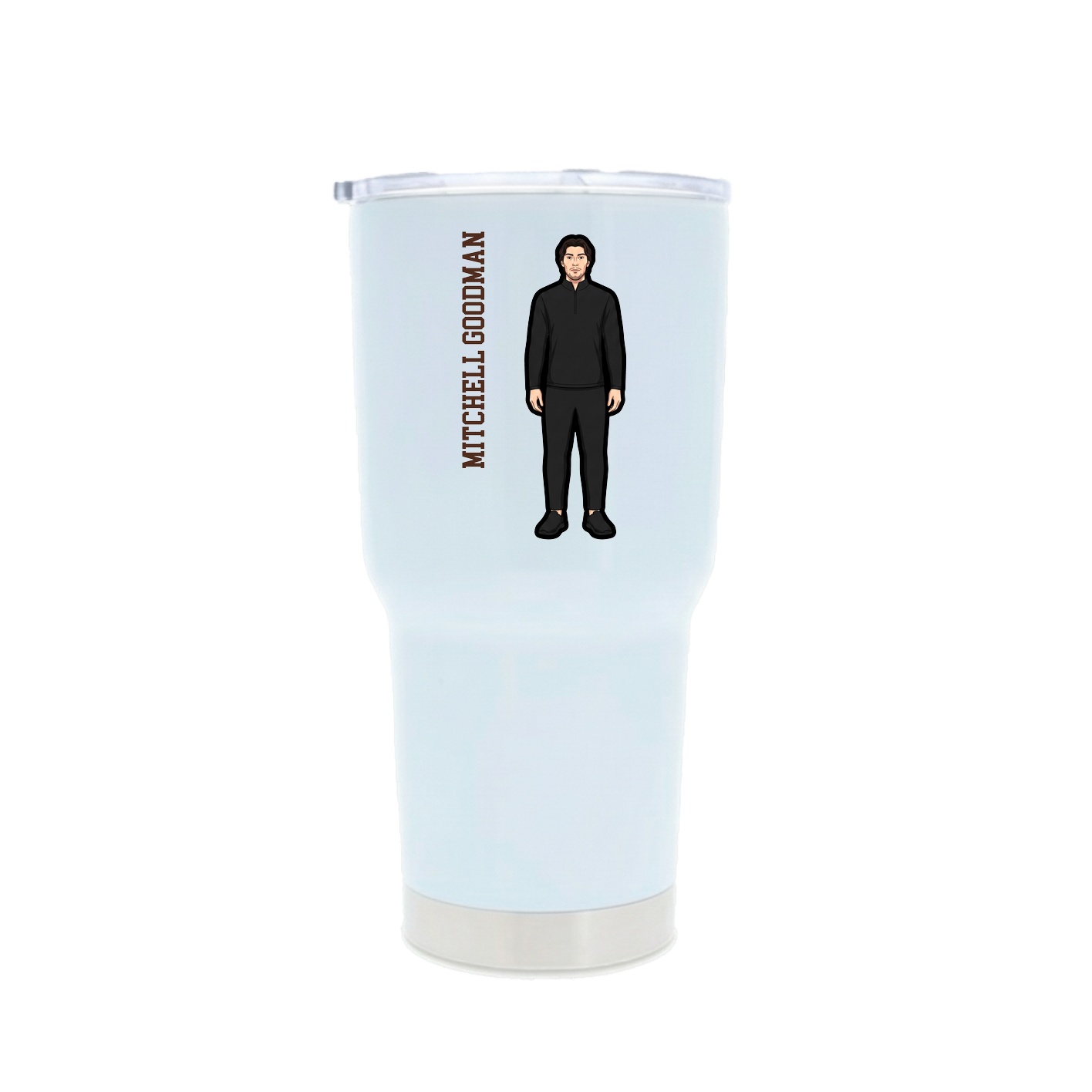 30oz Stainless Steel Tumbler — Name Vertical in White