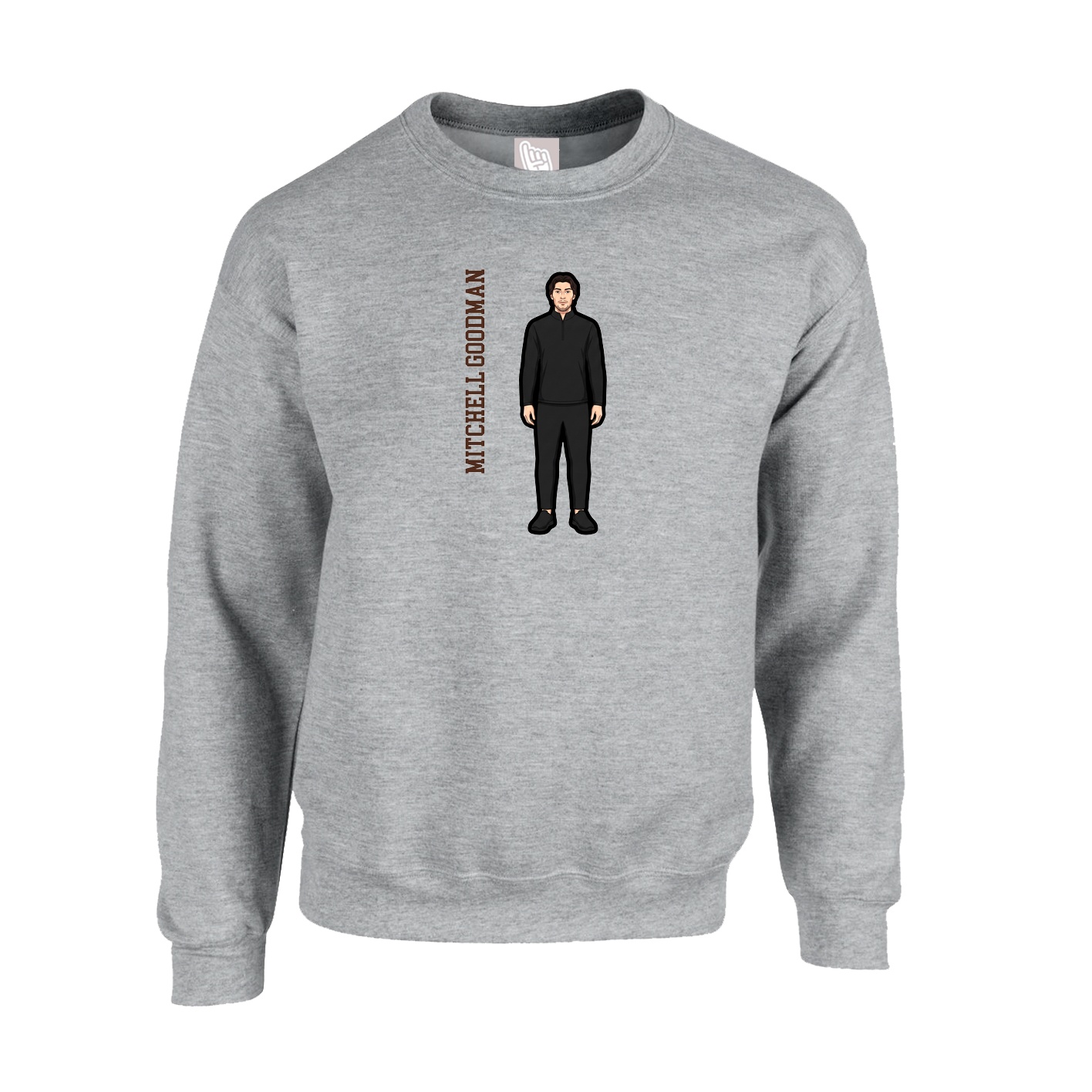 Fleece Crew — Name Vertical in Grey