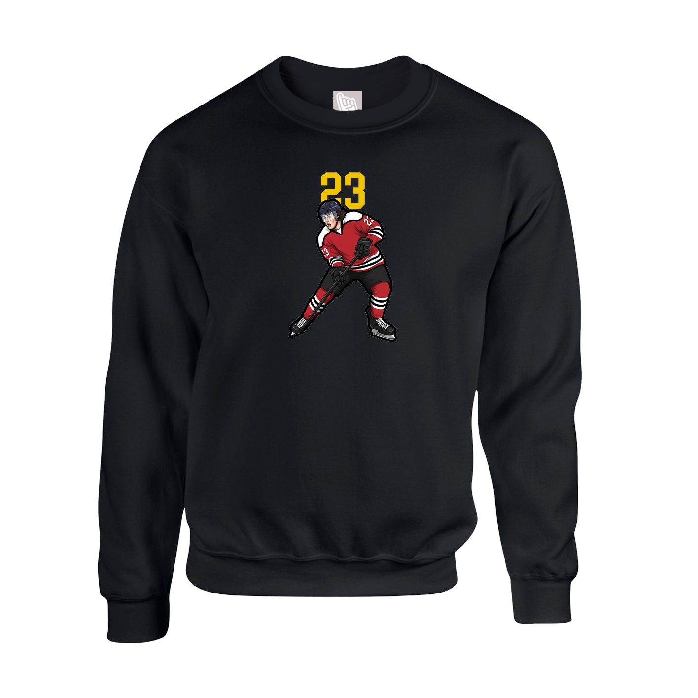 Fleece Crew — Number Top in Black