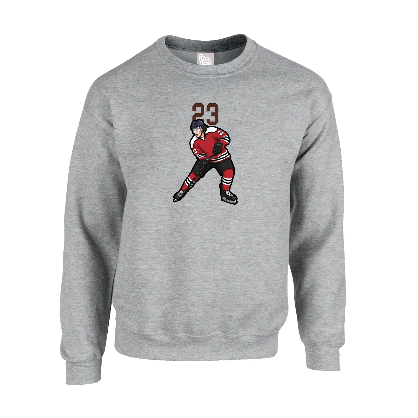 Fleece Crew — Number Top in Grey