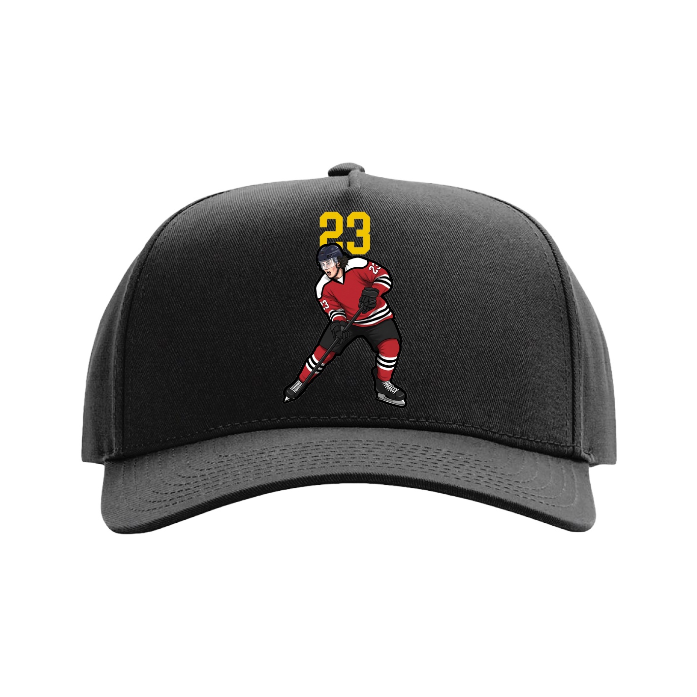 Full Fabric Five-Panel Champ Cap — Number Top in Black