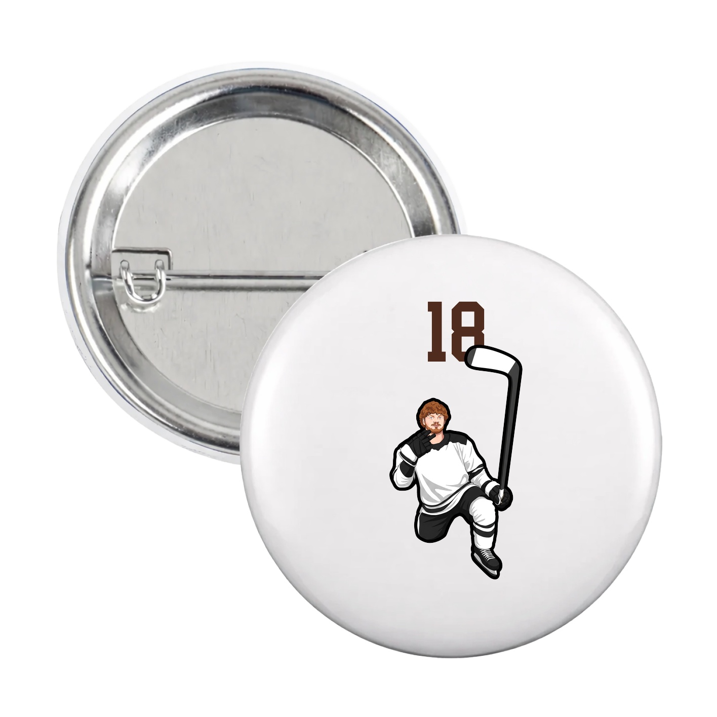 Game Day Button — Number Top in White