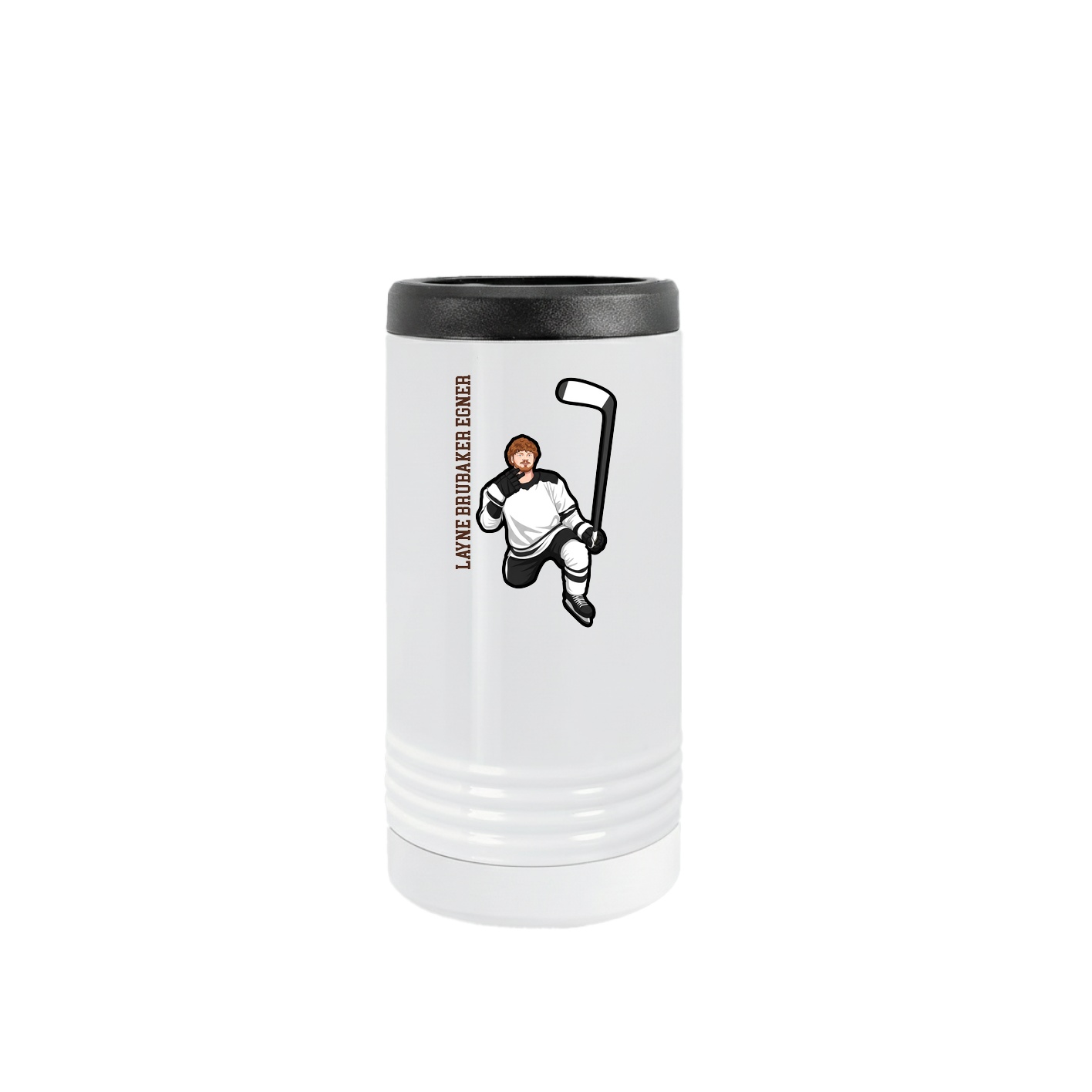 Slim Beverage Holder — Name Vertical in White