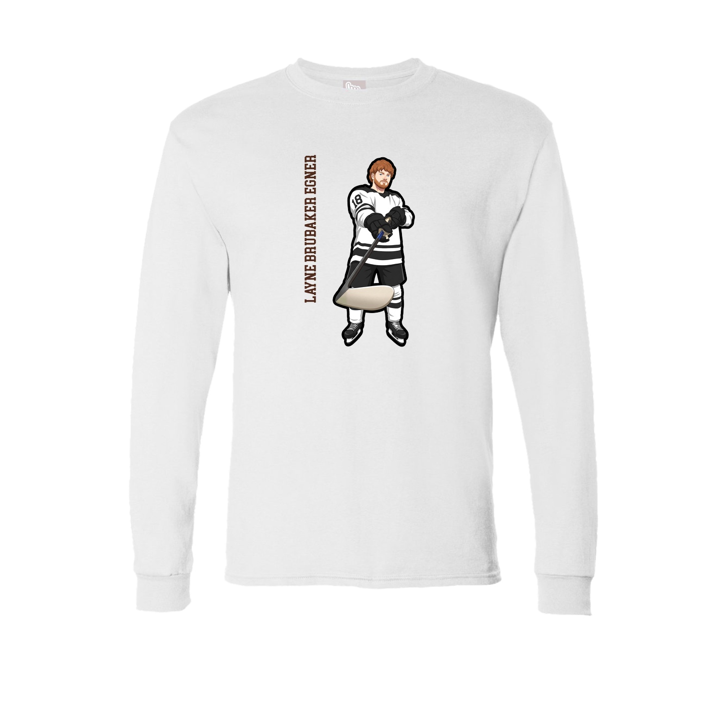 Long Sleeve Tee — Name Vertical in White