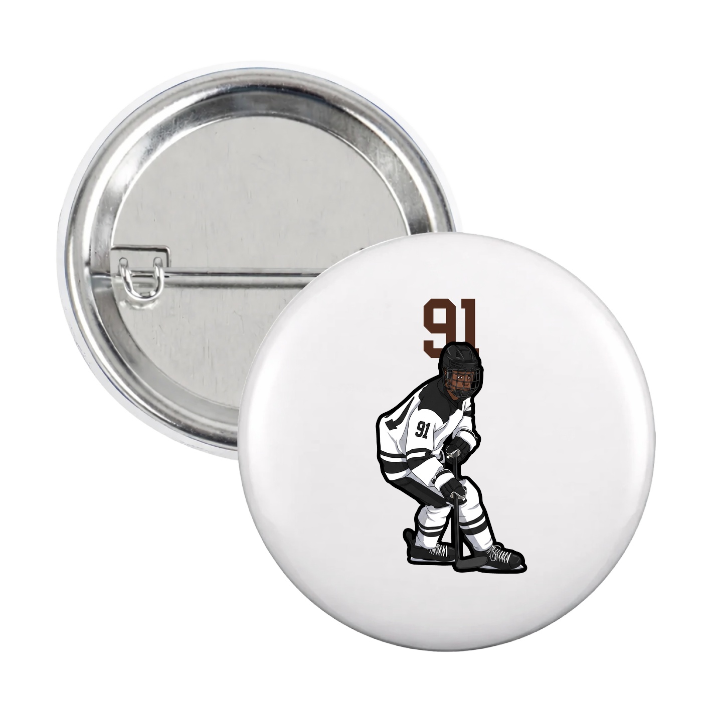 Game Day Button — Number Top in White