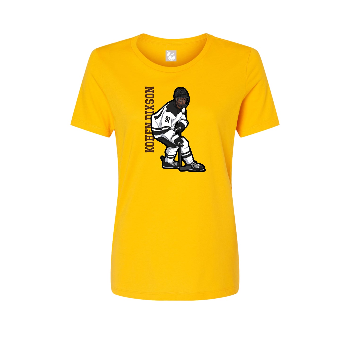 Fitted Women's Tee — Name Vertical in Gold