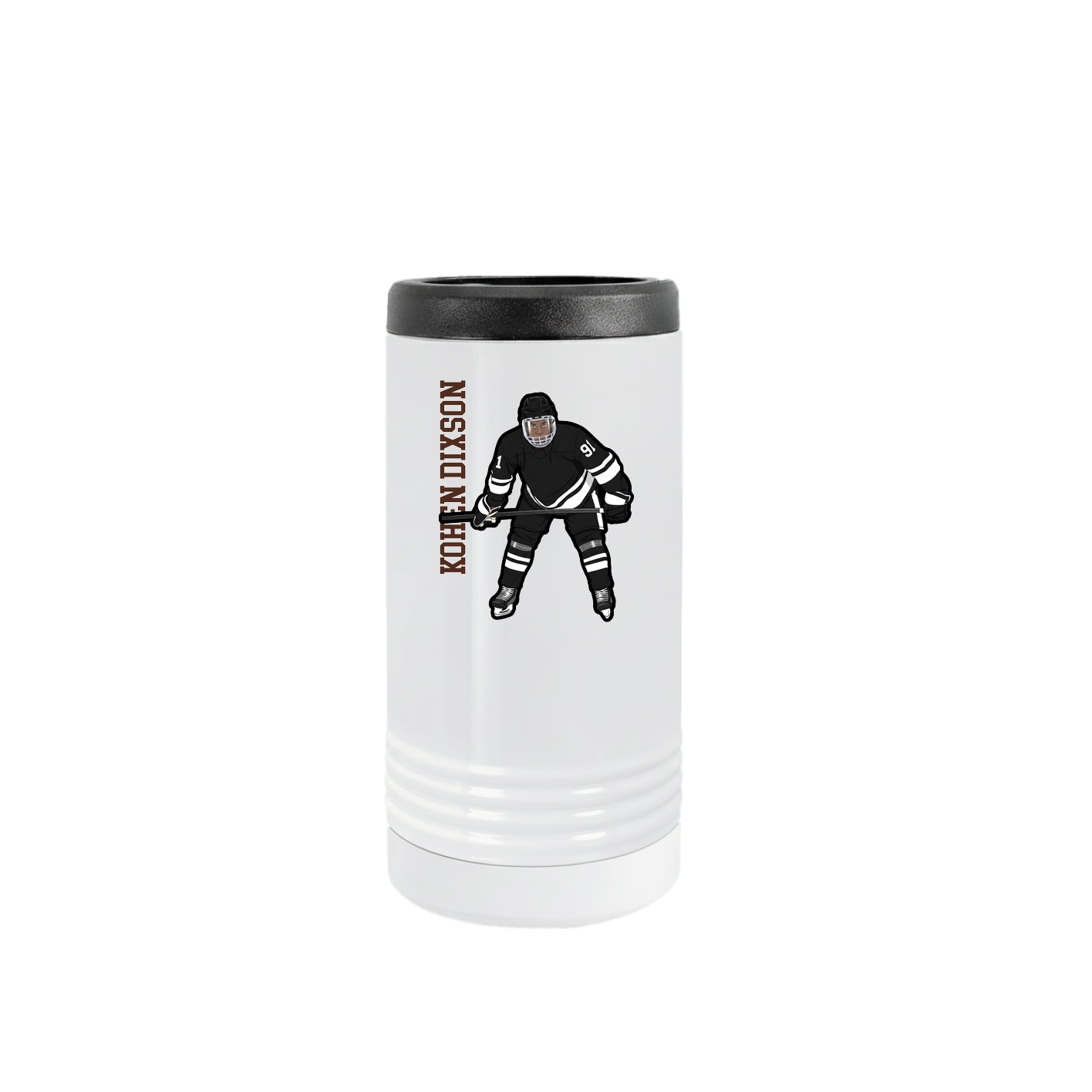 Slim Beverage Holder — Name Vertical in White