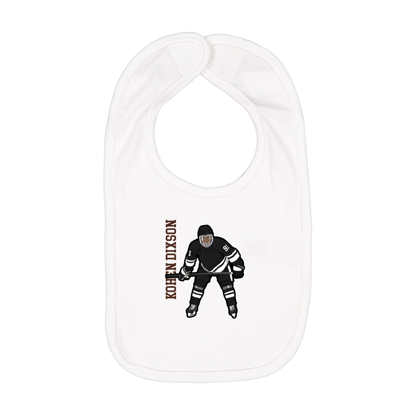 Infant Bib — Name Vertical in White