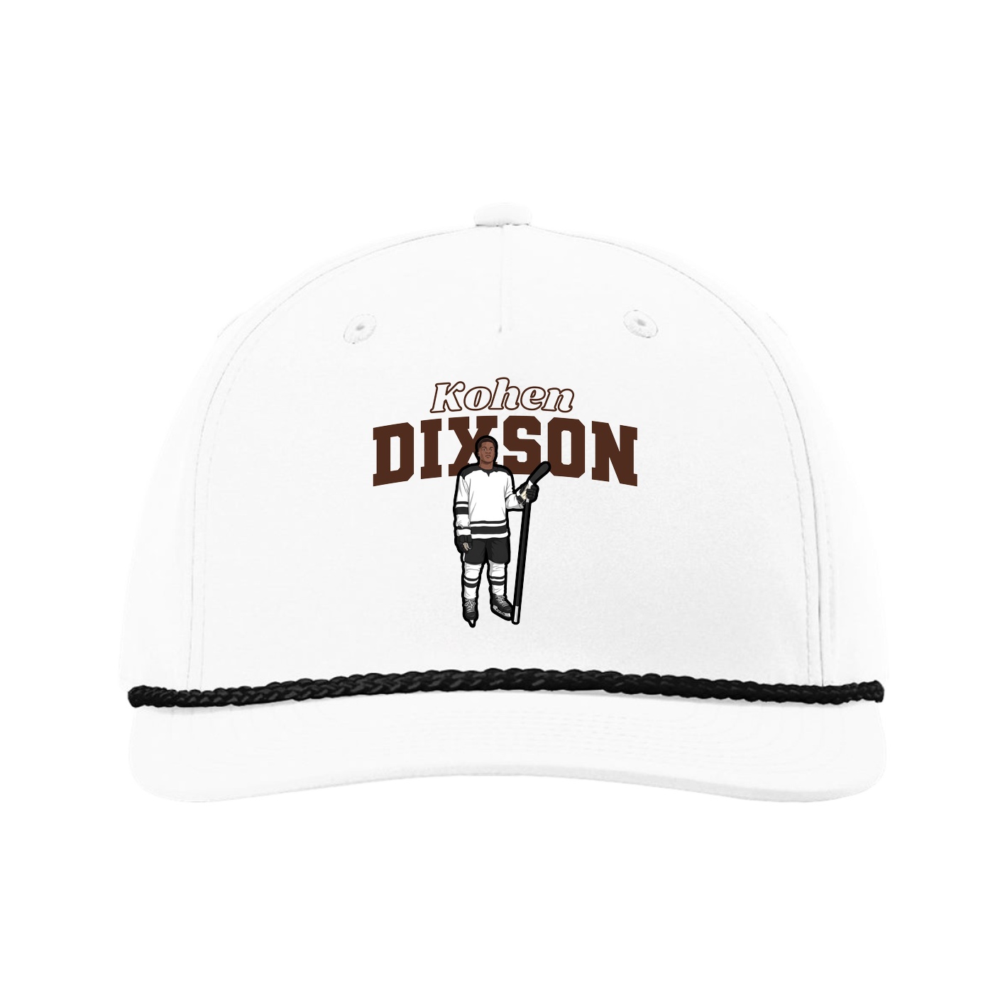 Five-Panel Classic Rope Cap — Name Arch in White