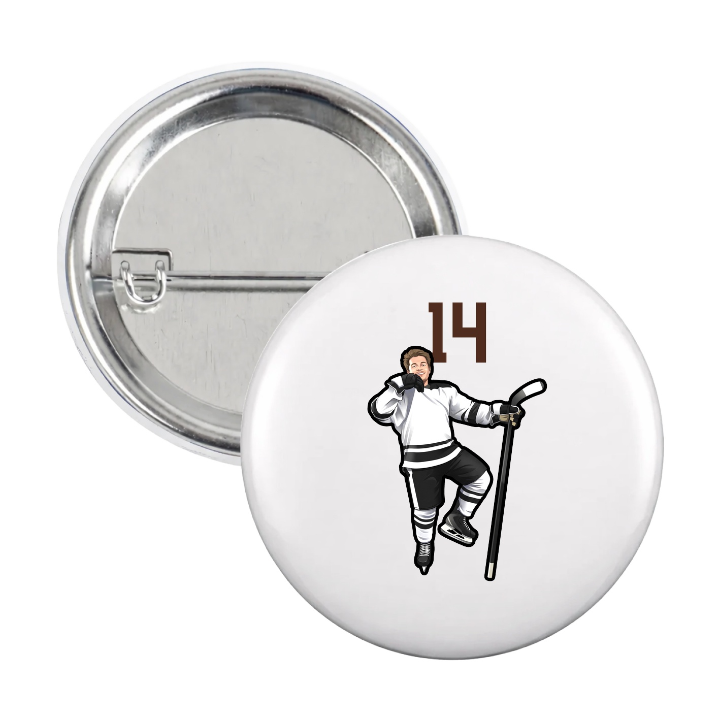 Game Day Button — Number Top in White