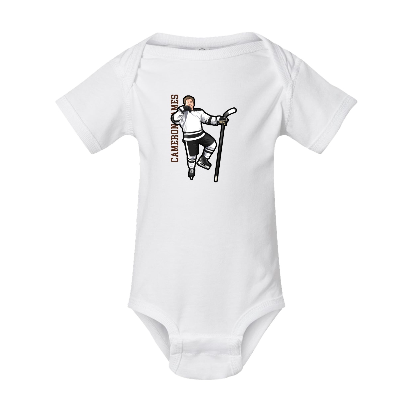 Baby Onesie — Name Vertical in White